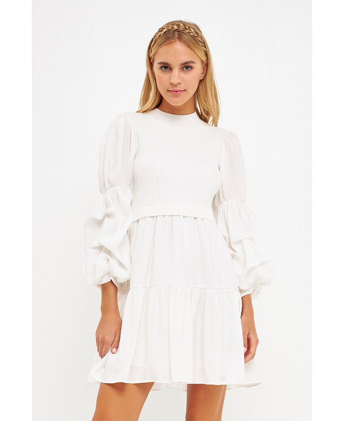 English Factory Women's Mixed Media Mini Dress Macy's