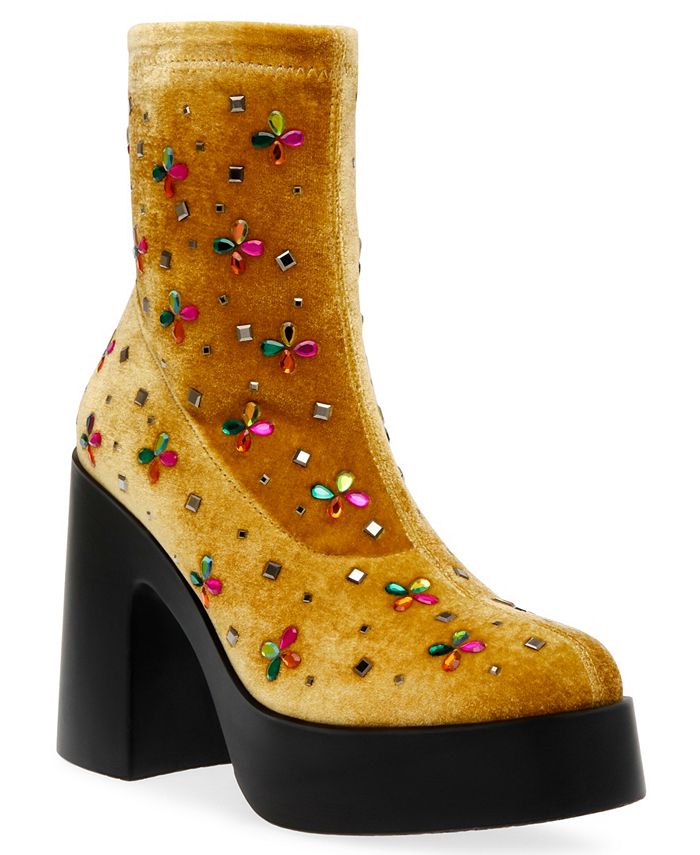 Betsey Johnson Women s Harriet Velvet Sock Bootie with Rhinestones
