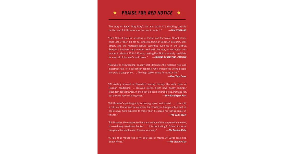 Red Notice- A True Story of High Finance, Murder, and One Man's Fight for Justice by Bill Browder