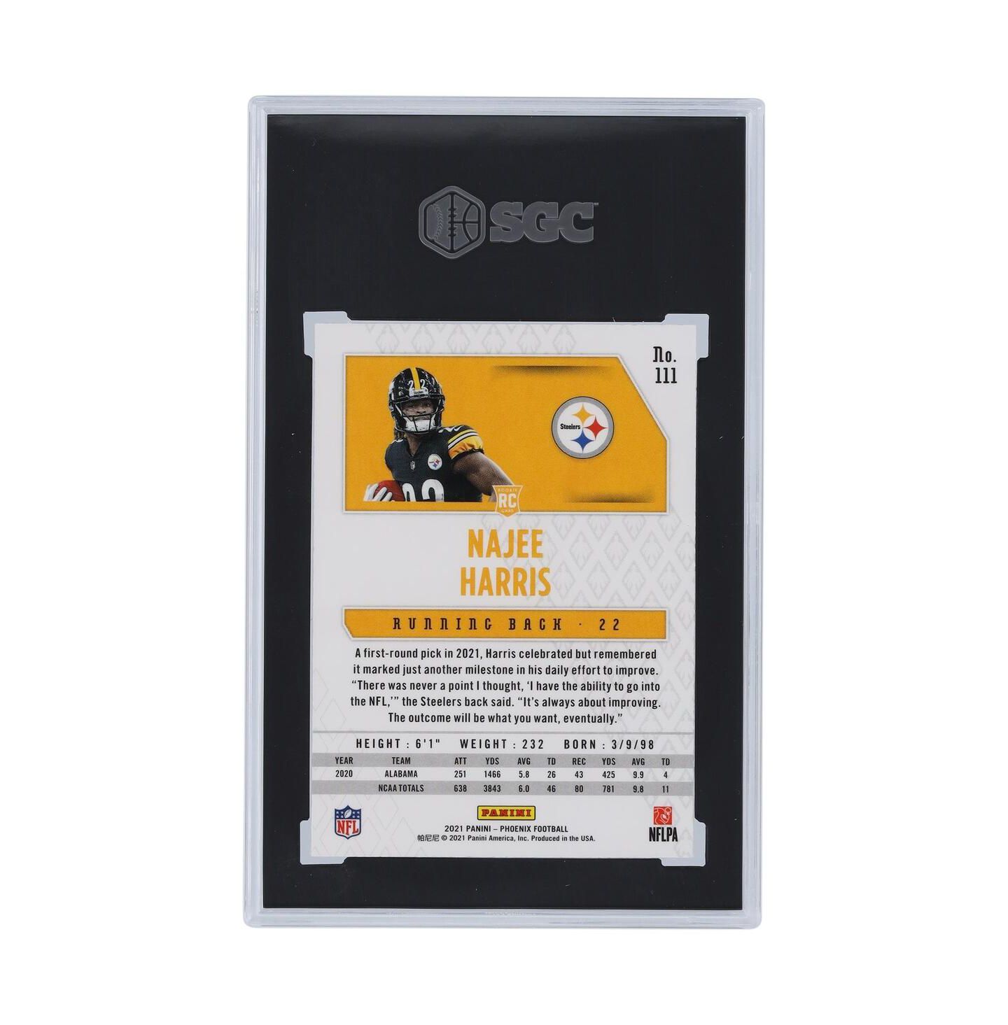 Детские фигурки Panini America Najee Harris Pittsburgh Steelers 2021 Phoenix Fire Burst #111 SGC Graded 9 Rookie Card, Ages 14+ — фото 3