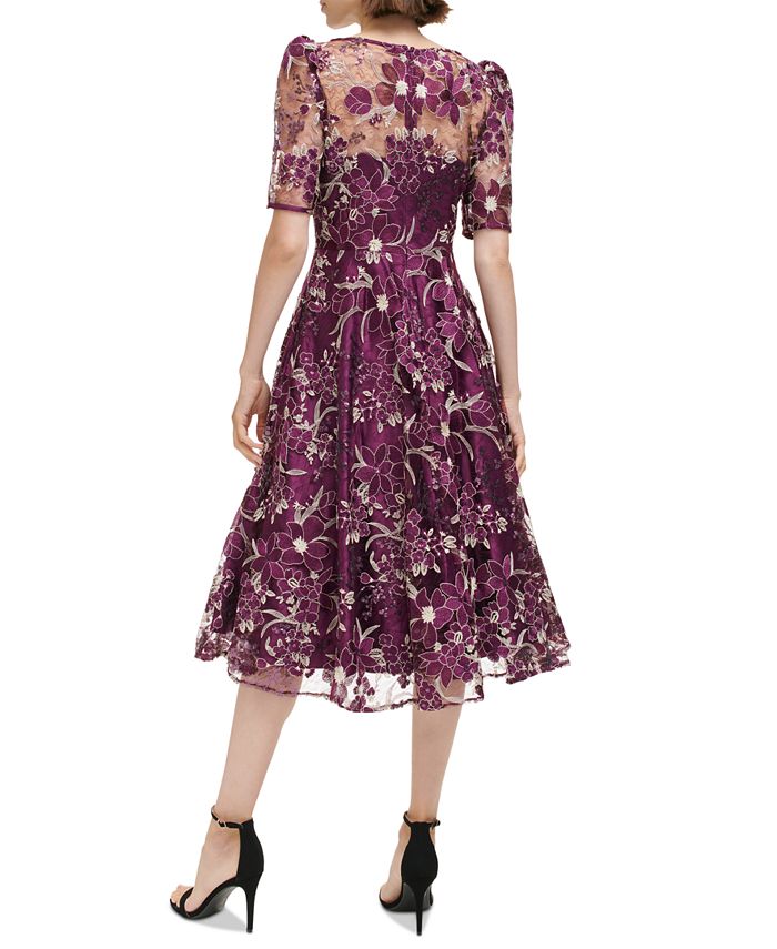 Eliza J Embroidered Sequin Midi Dress - Macy's