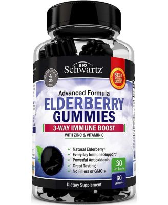 Elderberry Gummies with Zinc and Vitamin C for Adults & Kids | Natural Immune Support | Black Sambucus Elderberries, Powerful Multiminerals Supplement | Gluten-Free, Non-GMO | 60 Gummies