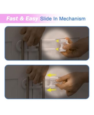 Toddler Sliding Cabinet Locks, U Shape, for Knobs, Handles, Doors - Baby Safety Set - 4 Pack