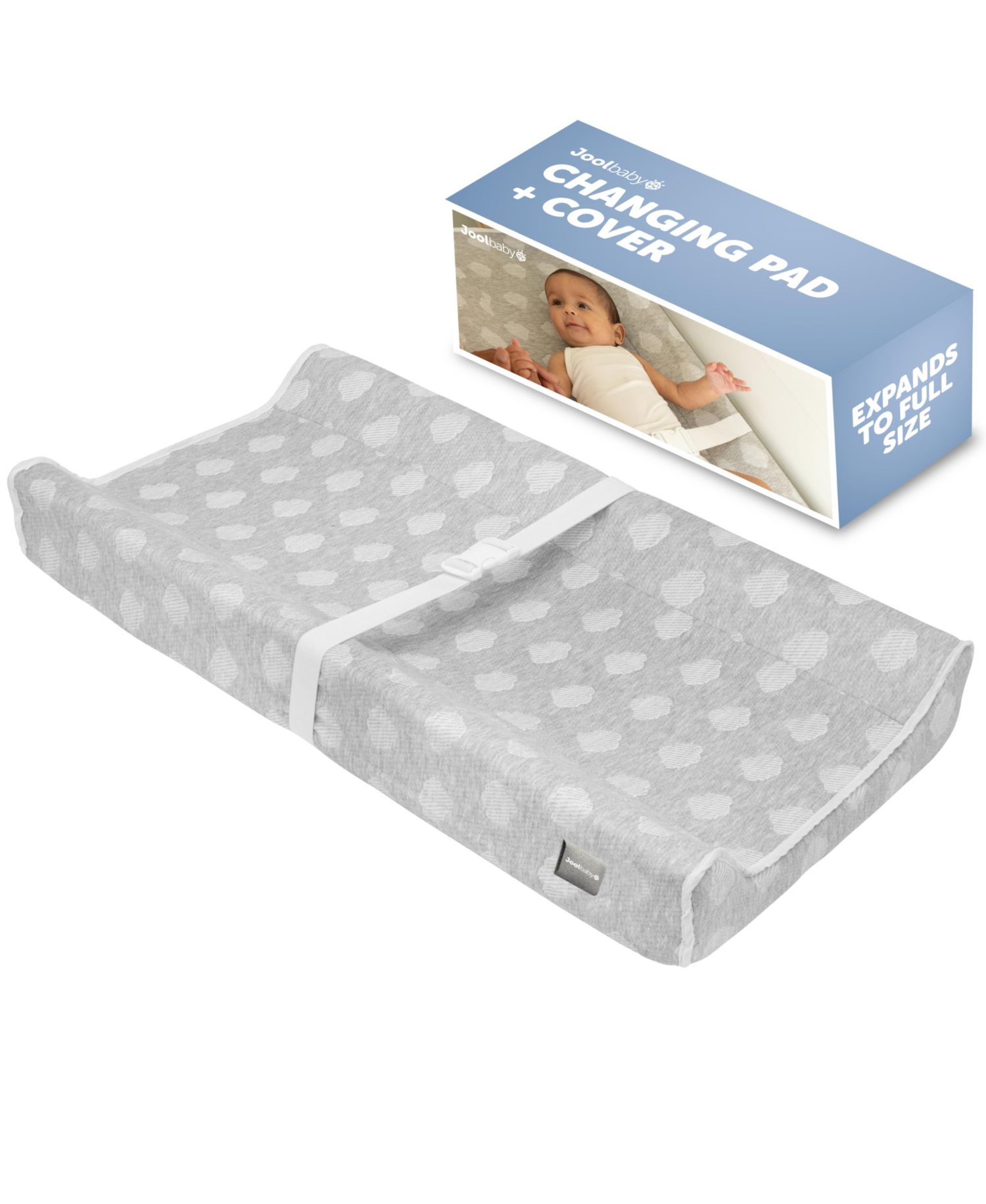 Soft Changing Pad + Washable Cover, Non-Slip - Fits Standard Changing Tables & Dressers (Gray)
