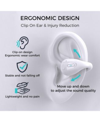 Clip-On/Open Ear-Buds-Comfortable, Bluetooth 5.3, 350mAh/18Hr Playtime