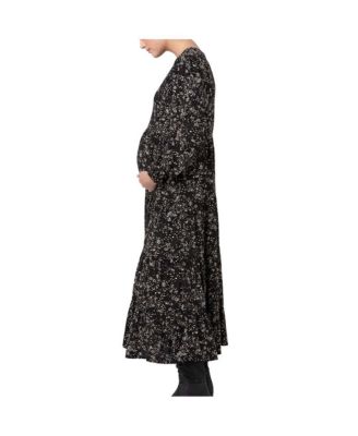 Maternity Ripe Trixie Tiered Nursing Dress Black