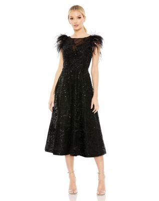 Women's Feather Shoulder Embellished Dress