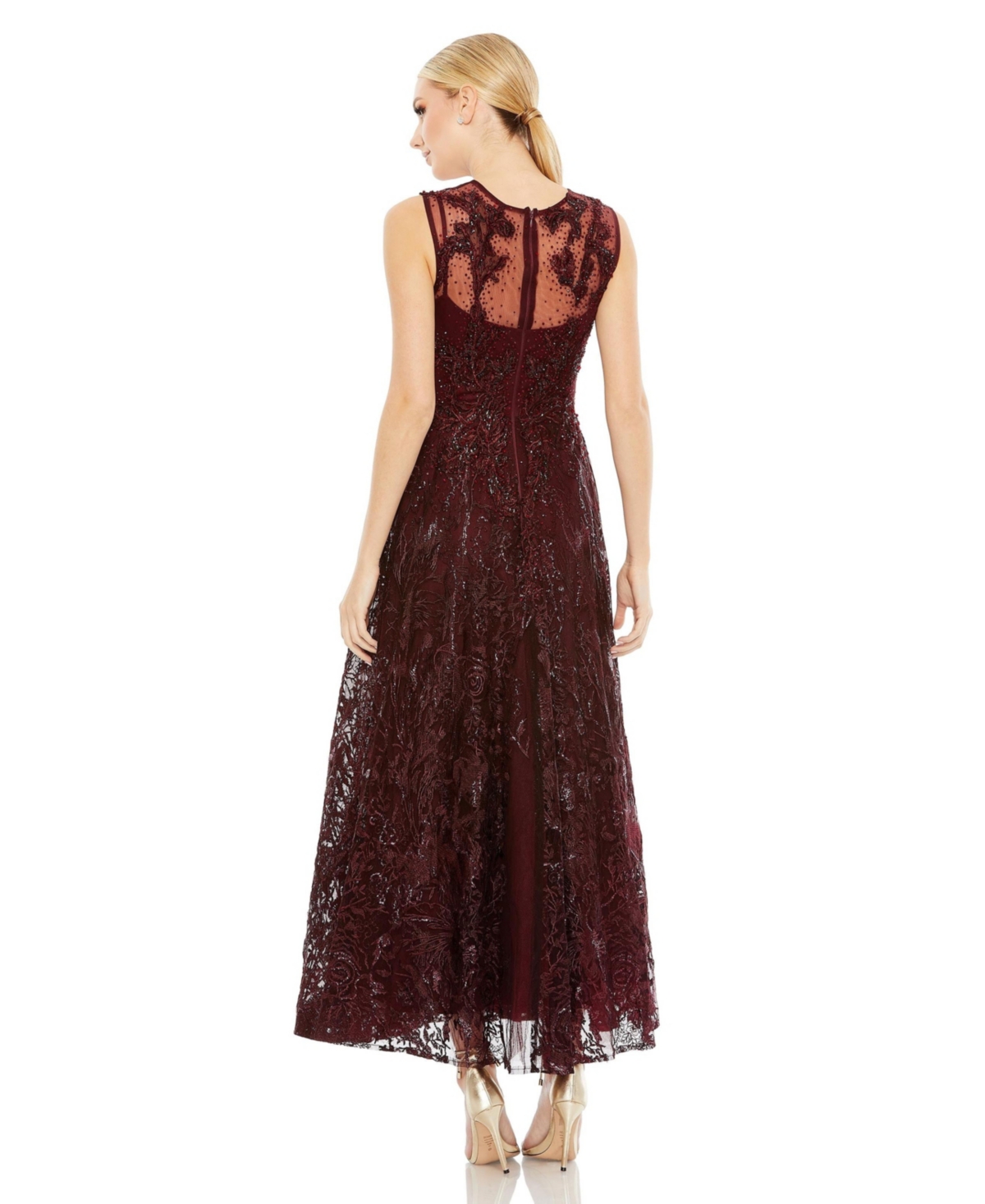 Women's Embroidered High Neck Sleeveless Dress