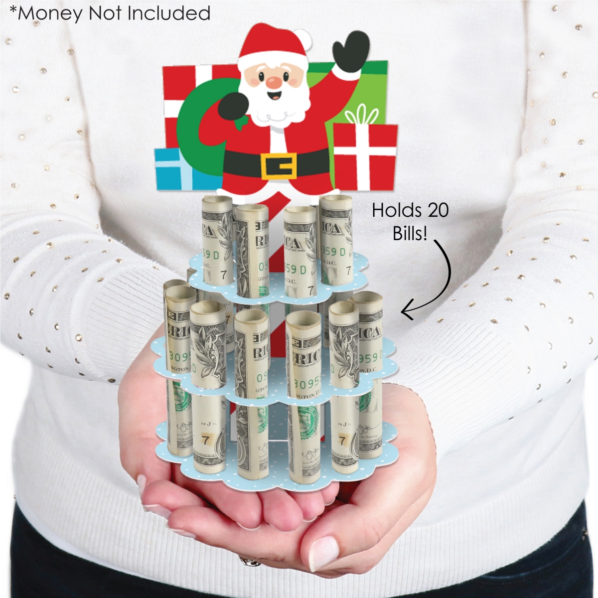Big Dot of Happiness Very Merry Christmas - Diy Holiday Santa Claus Party Money Holder - Cash Cake - Assorted Pre-pack