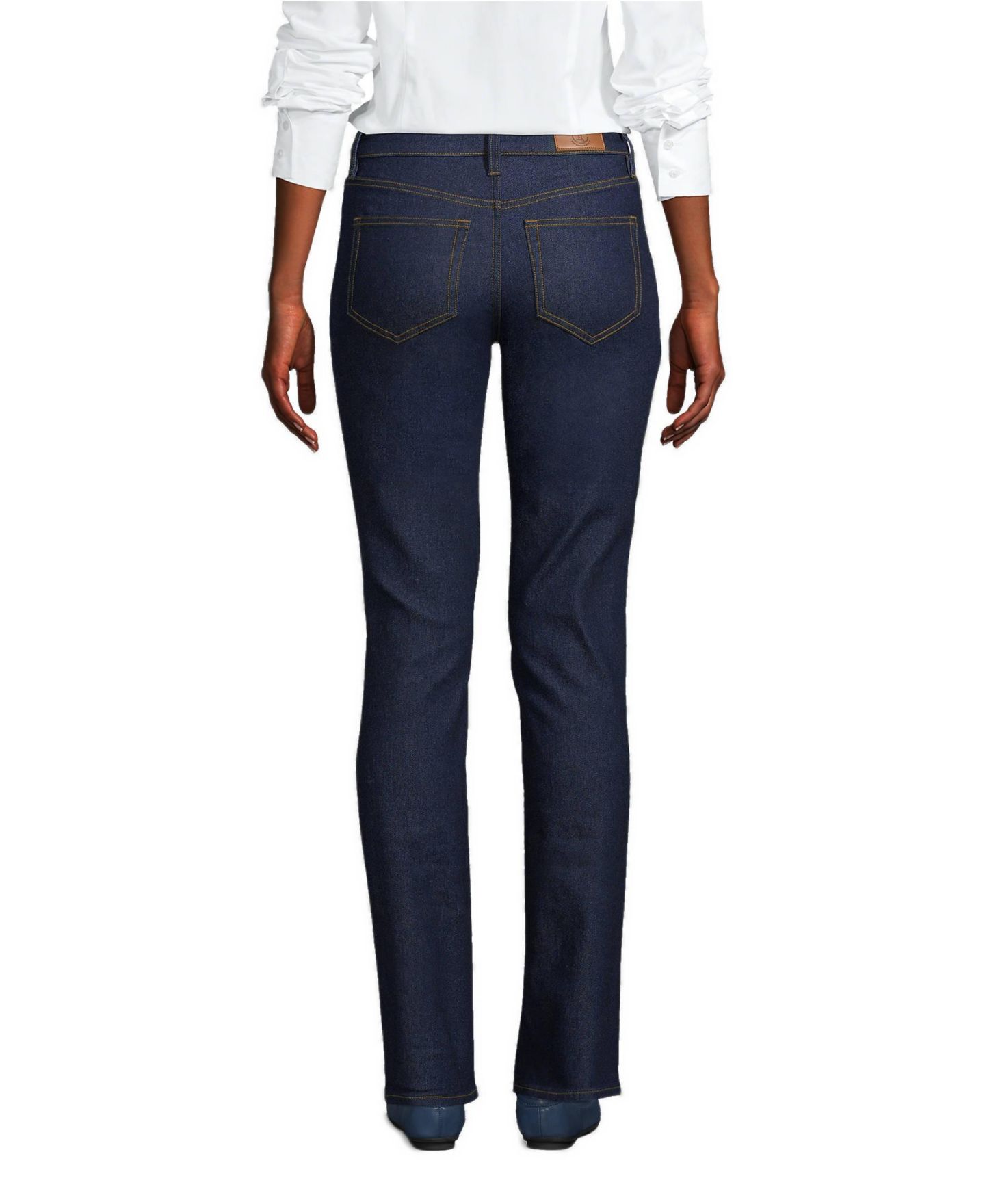 Женские джинсы Lands' End Petite Mid Rise Straight Leg Blue, цвет: River Rinse — фото 3