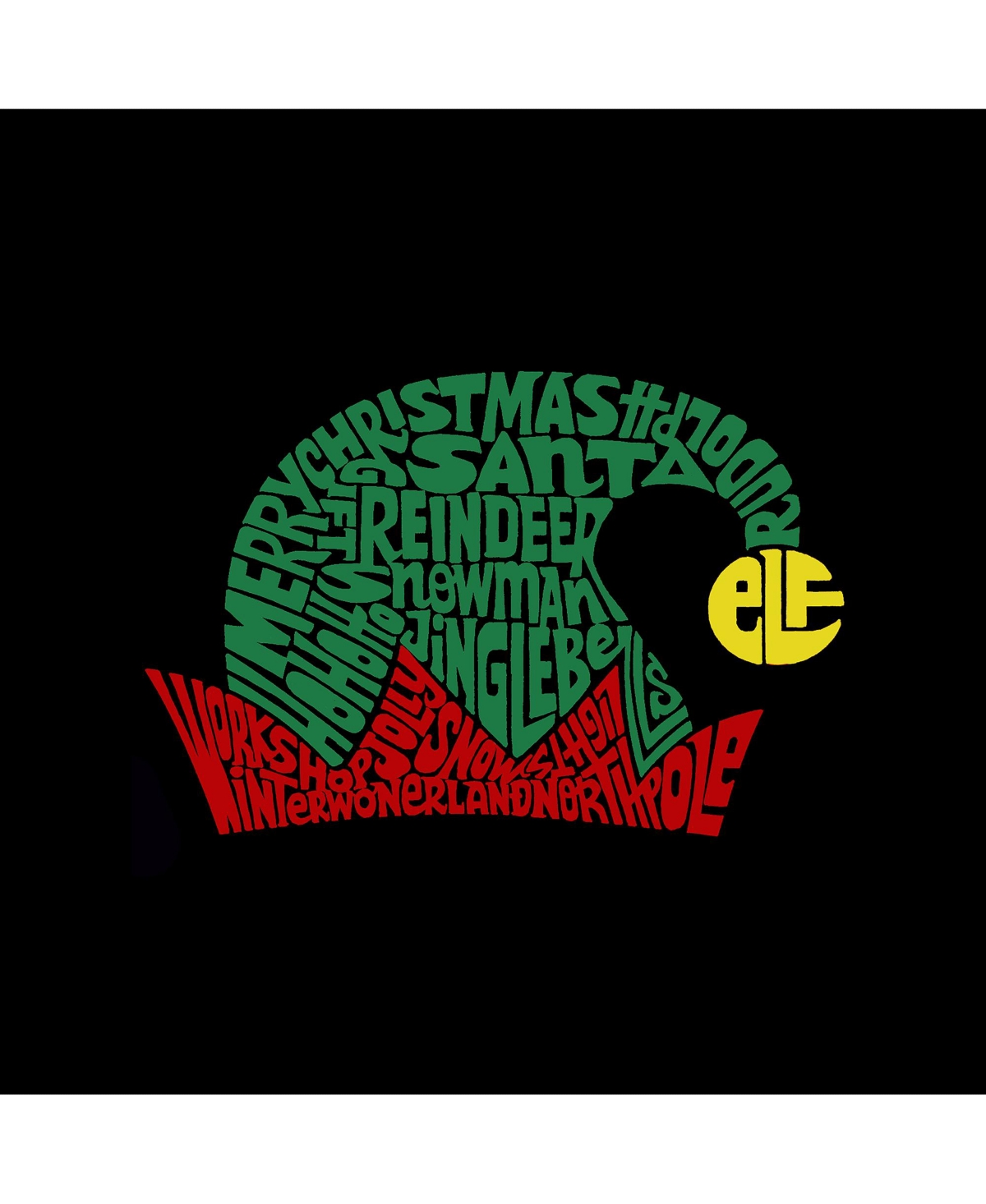 La Pop Art Boys Christmas Elf Hat Word Art Hooded Sweatshirt