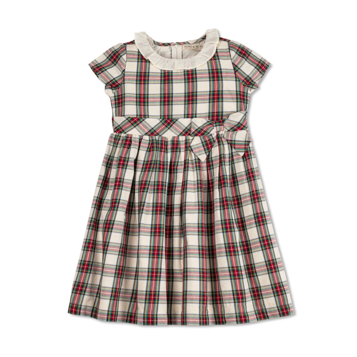 Платье Hope & Henry Short Sleeve Ruffle Collar Party Dress with Bow, Toddler Child для девочек, цвет: Слоновая кость — фото 1