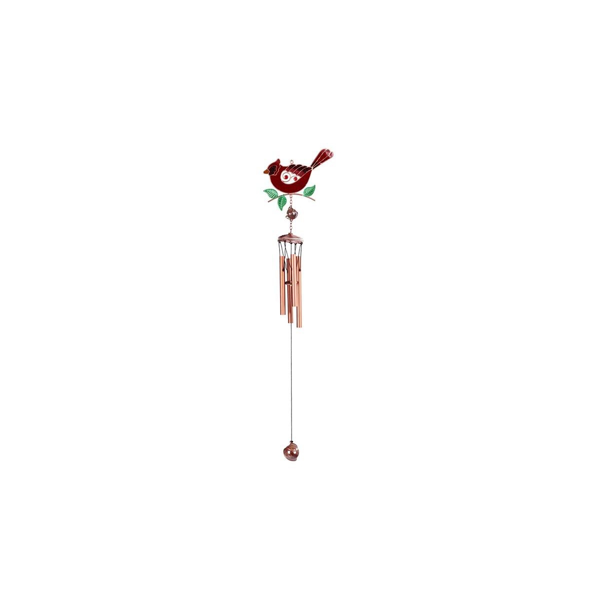 24" Long Northern Cardinal Wind Chime with Copper and Gem - Multi