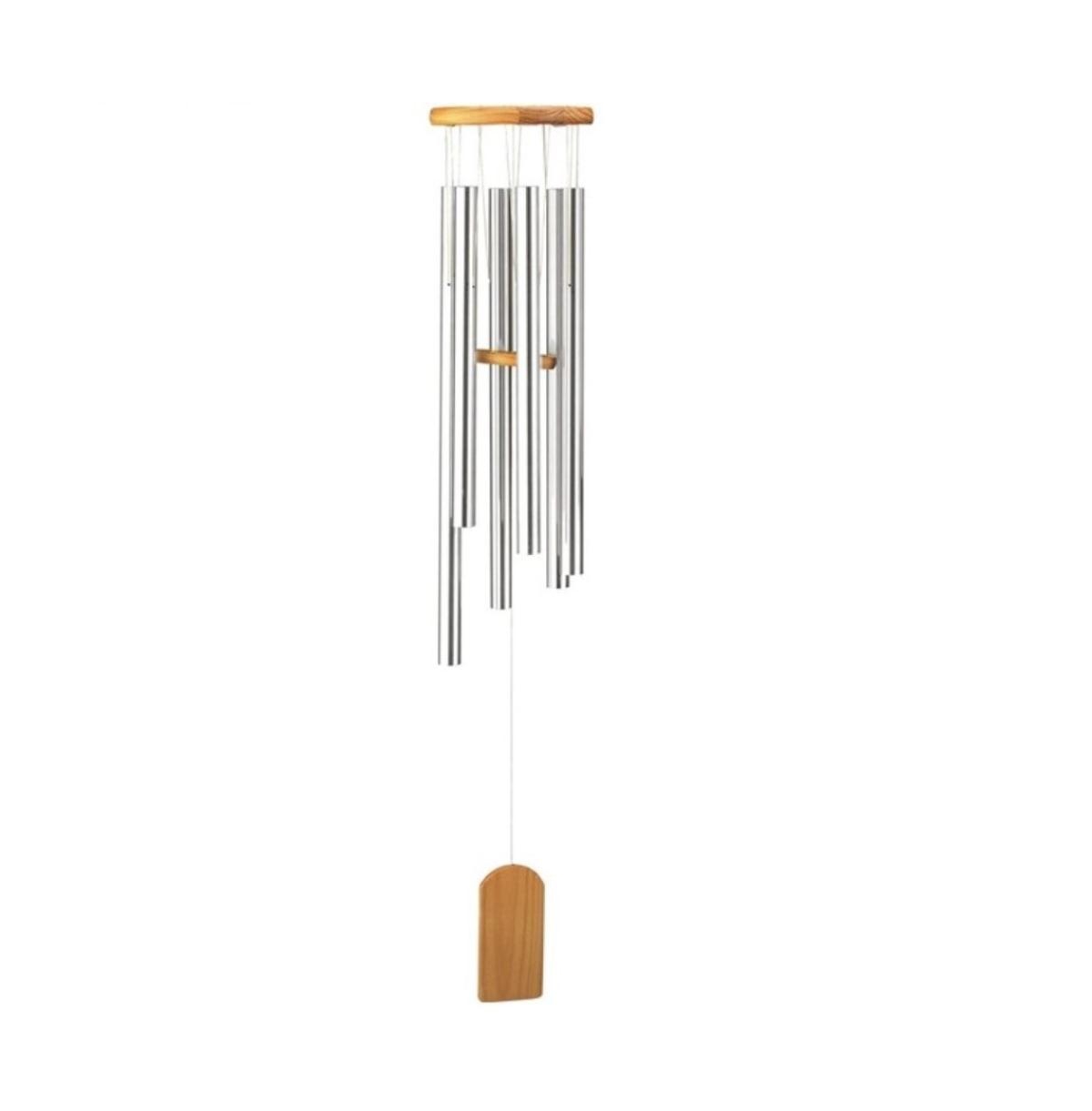 38" Long Silver Wood Top Traditional Wind Chime - Silver