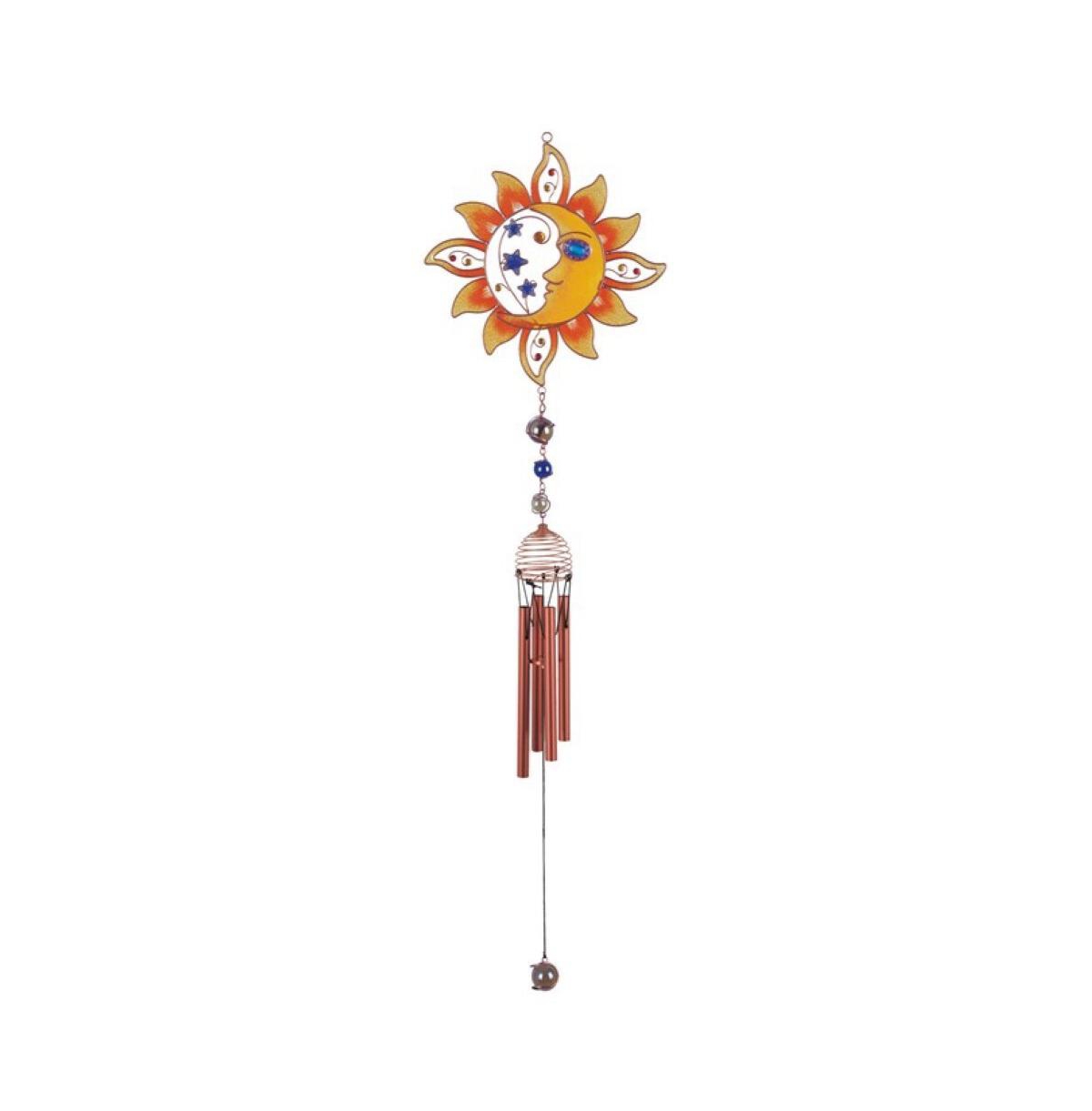 33" Long Copper Gem Moon and Sun Wind Chime - Multi