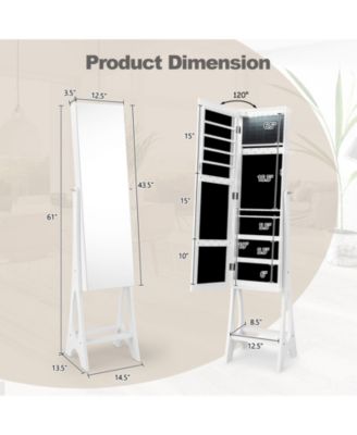 LED Jewelry Cabinet Armoire with Bevel Edge Mirror Organizer Mirrored Standing