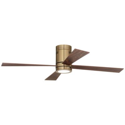 52" Revue Modern Indoor Hugger Ceiling Fan with LED Light Remote Control Bronze Soft Brass Walnut Opal Glass for Living Room Kitchen House