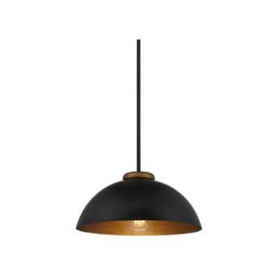 Janie Black Gold Pendant Light 15.50" Wide Modern Industrial Dome Metal Shade Fixture for Dining Room House Foyer Kitchen Entryway Bedroom Living High Ceilings - Possini Euro Design