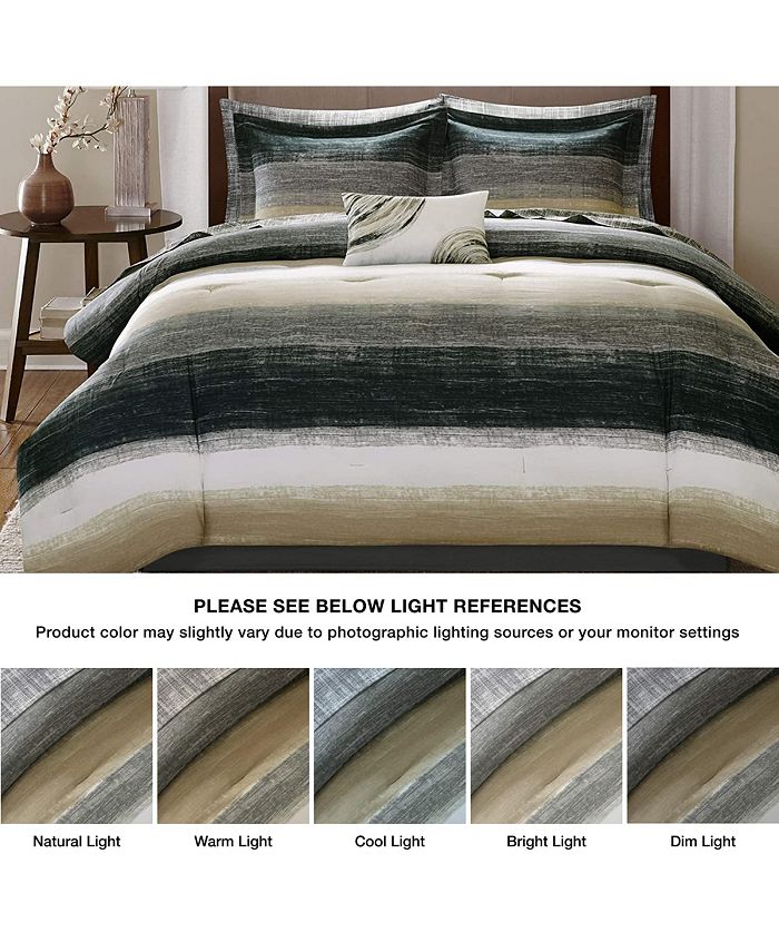 Gracie Mills Ianne Modern 9Piece Watercolor Stripe Comforter Set with