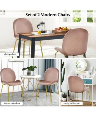 Set of 2 Velvet Accent Chairs with Gold Metal Legs