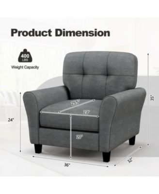 Modern Upholstered Accent Chair with Rubber Wood Legs-Grey