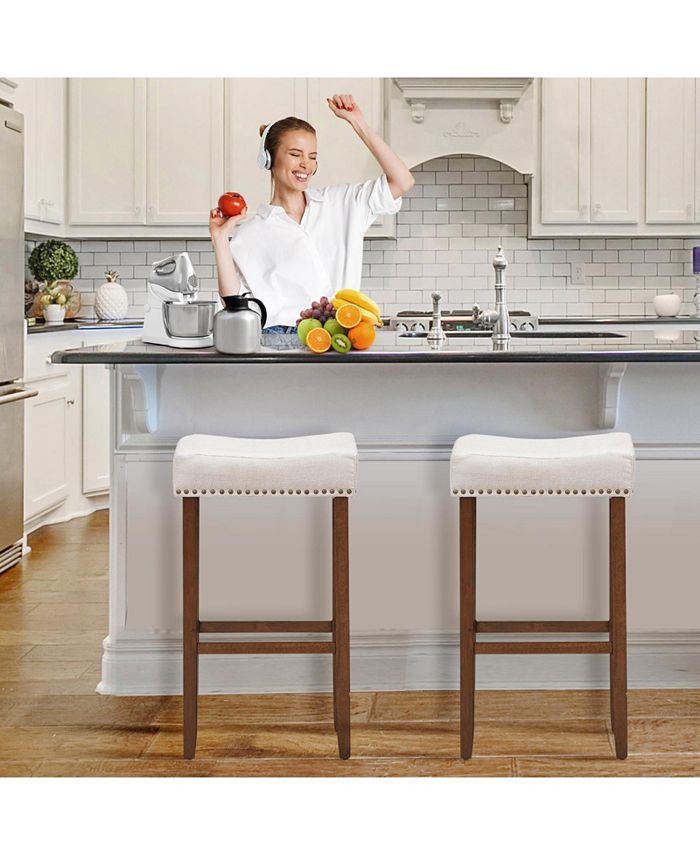 Slickblue Set of 2 Nailhead Saddle Bar Stools 29 Inch Height Macy's