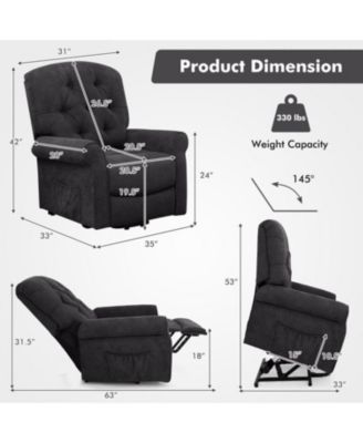 Recliner Chair Sofa for Elderly with Side Pocket and Remote Control-Black