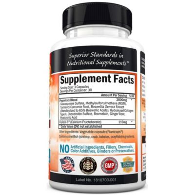 Glucosamine Chondroitin MSM 2110mg - Joint Support Supplement with Turmeric Curcumin- Made in USA - 180 Capsules