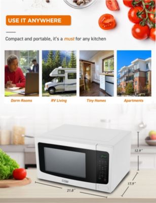 1.6 Cubic Foot Microwave with 10 Power Levels, Push Button Child Safety Lock