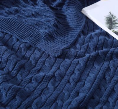 University Living Ultra Soft & Plush Oversized "The Scholar" Cable Knit Cotton Accent Throw Blanket