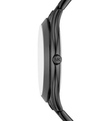 Women's Slim Runway Three-Hand Black Stainless Steel Watch 42mm