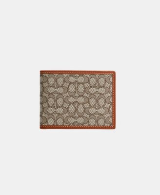 COACH - Men's Leather Slim Billfold Wallet in Micro Signature Jacquard