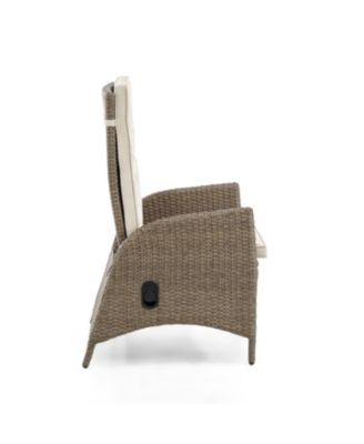 2 Piece Resin Wicker Outdoor Gas Spring Reclining Chairs with Cushions