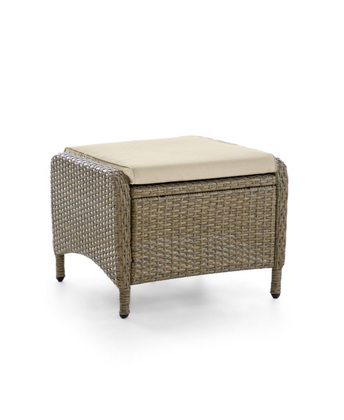 Furniture of America 2 Piece Outdoor Resin Wicker Ottomans with ...