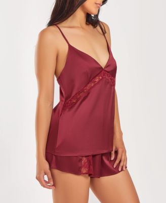Women's Silky 2 Piece Camisole and Shorts Pajama Set in Lace Trims