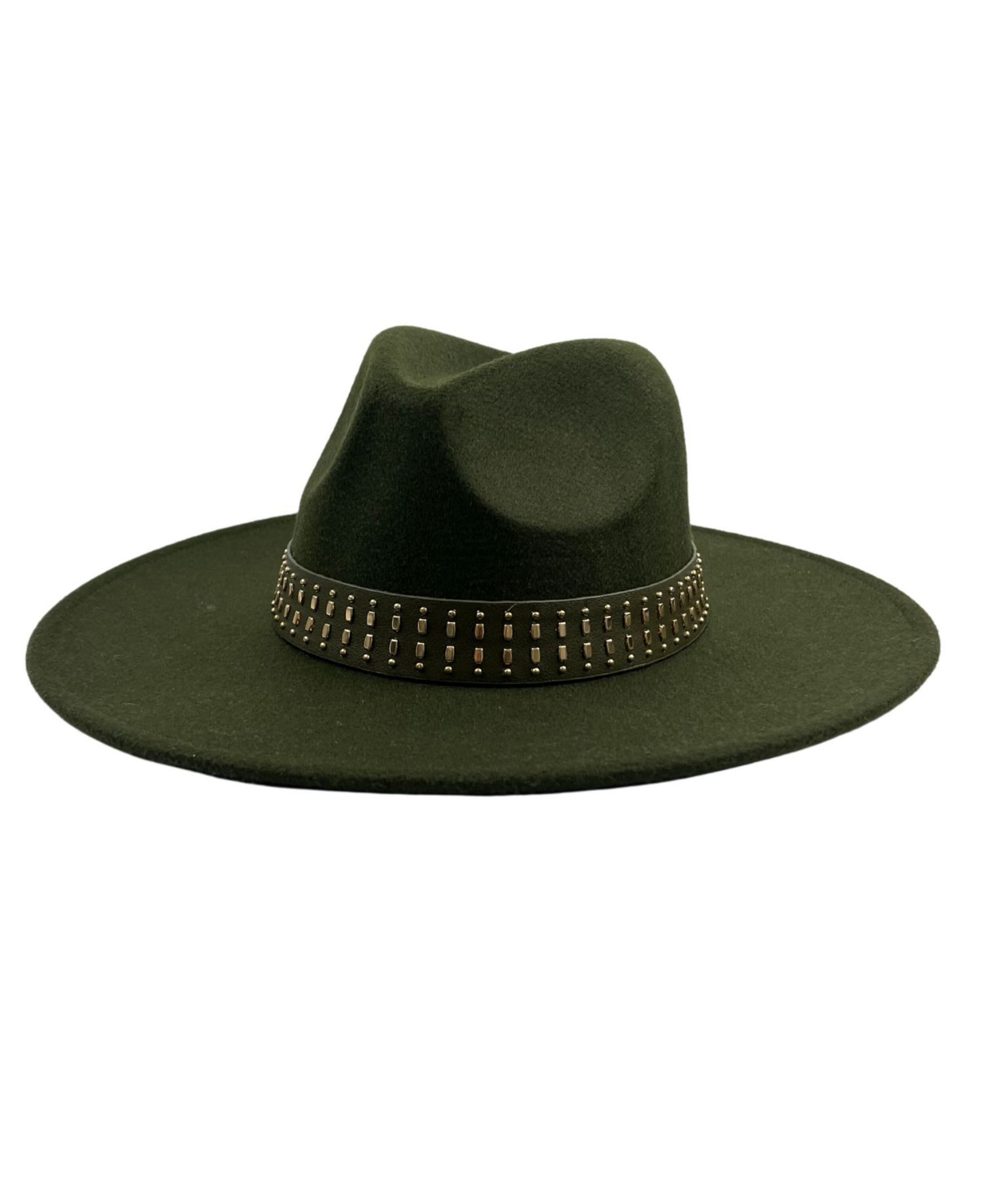 Studded Band Wool Blend Panama Hat