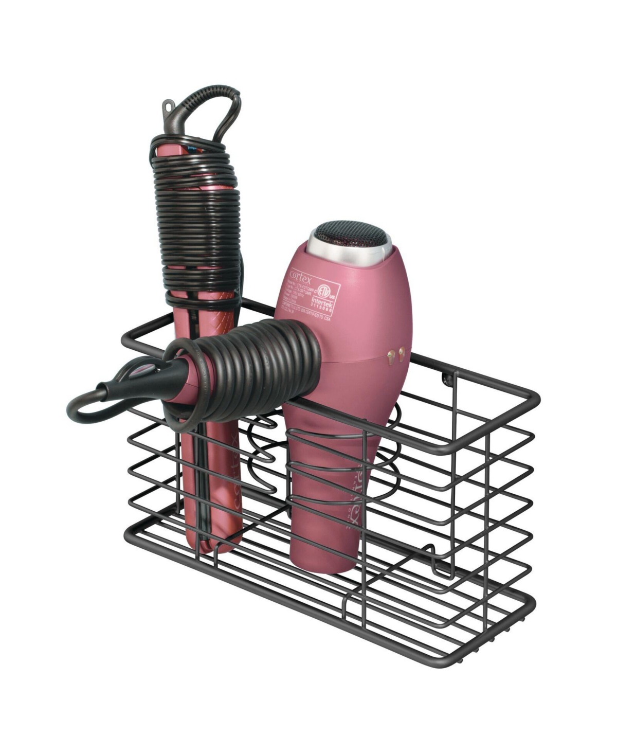 mDesign Steel Freestanding 3-Tier Storage Organizer Tower with Baskets -  Black