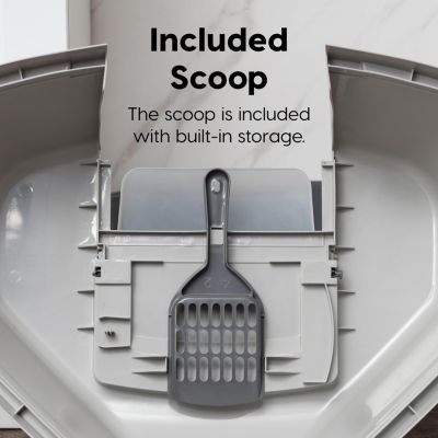 Large Hooded Corner Cat Litter Box with Scoop, Gray