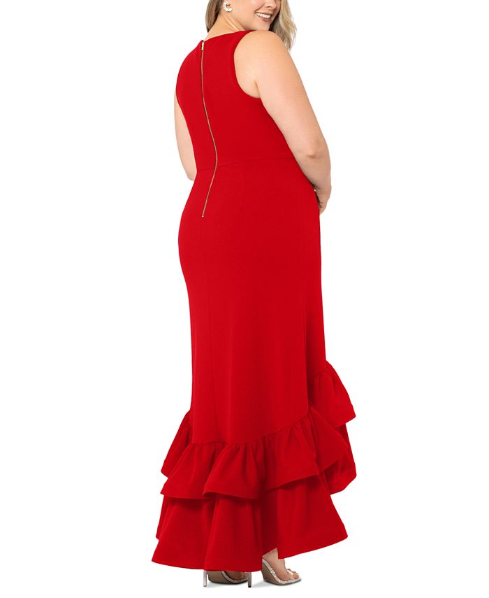 Betsy & Adam Plus Size Asymmetric Ruffled Gown Macy's