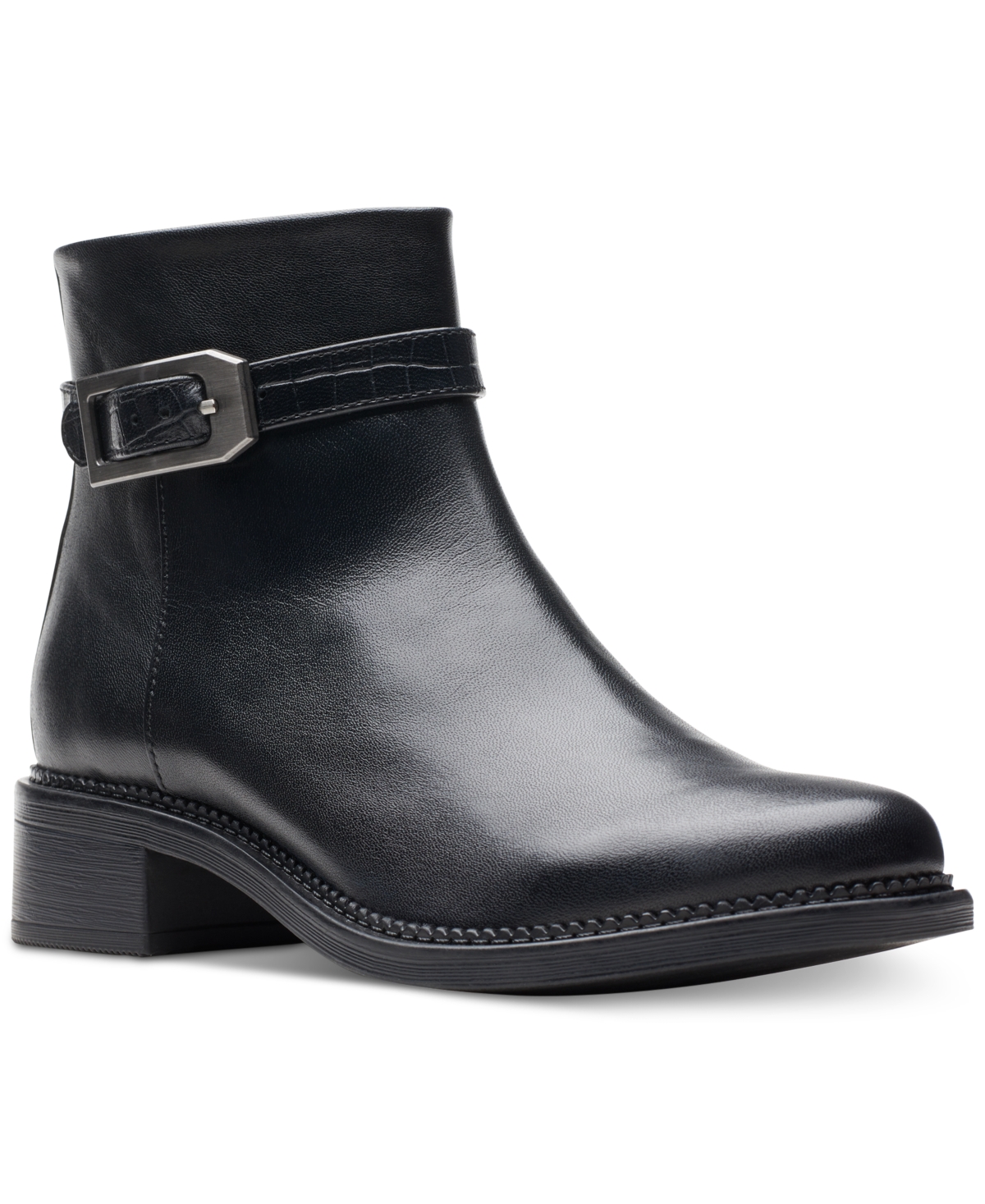Clarks Women's Carleigh Dalia Buckled Ankle Booties In Black Leather