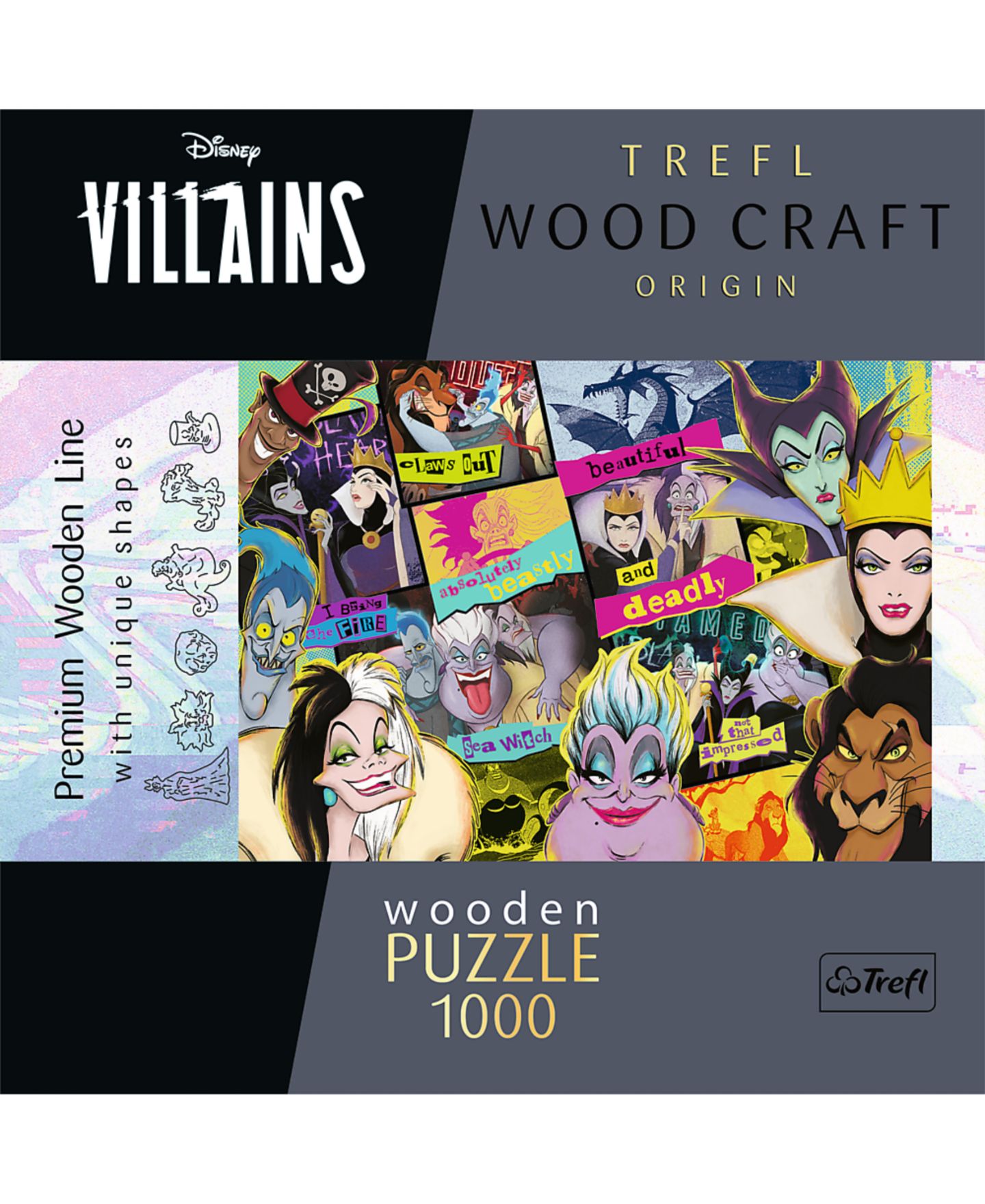 Деревянный пазл Trefl Disney Villains фигурной формы, 1000 деталей, от 12 лет, цвет: Разноцветный — фото 4