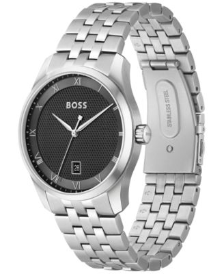 Men's Principle Quartz Basic Calendar Silver-Tone Stainless Steel Watch 41mm