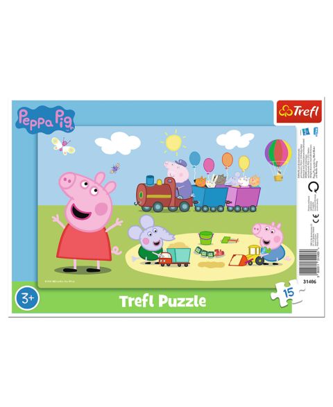 Детский пазл Trefl Peppa Pig's Happy Train 15-Piece Puzzle, Ages 3+, цвет: Разноцветный