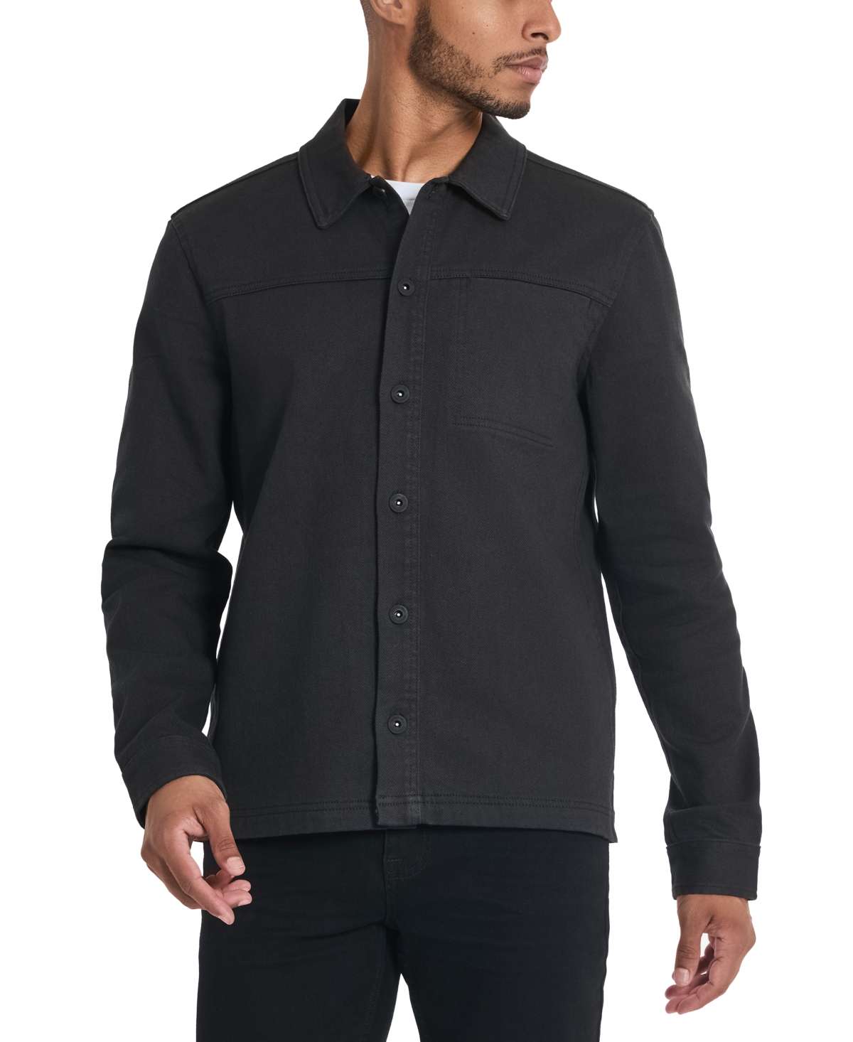 Shop Kenneth Cole Men's Shirt Jacket In Black