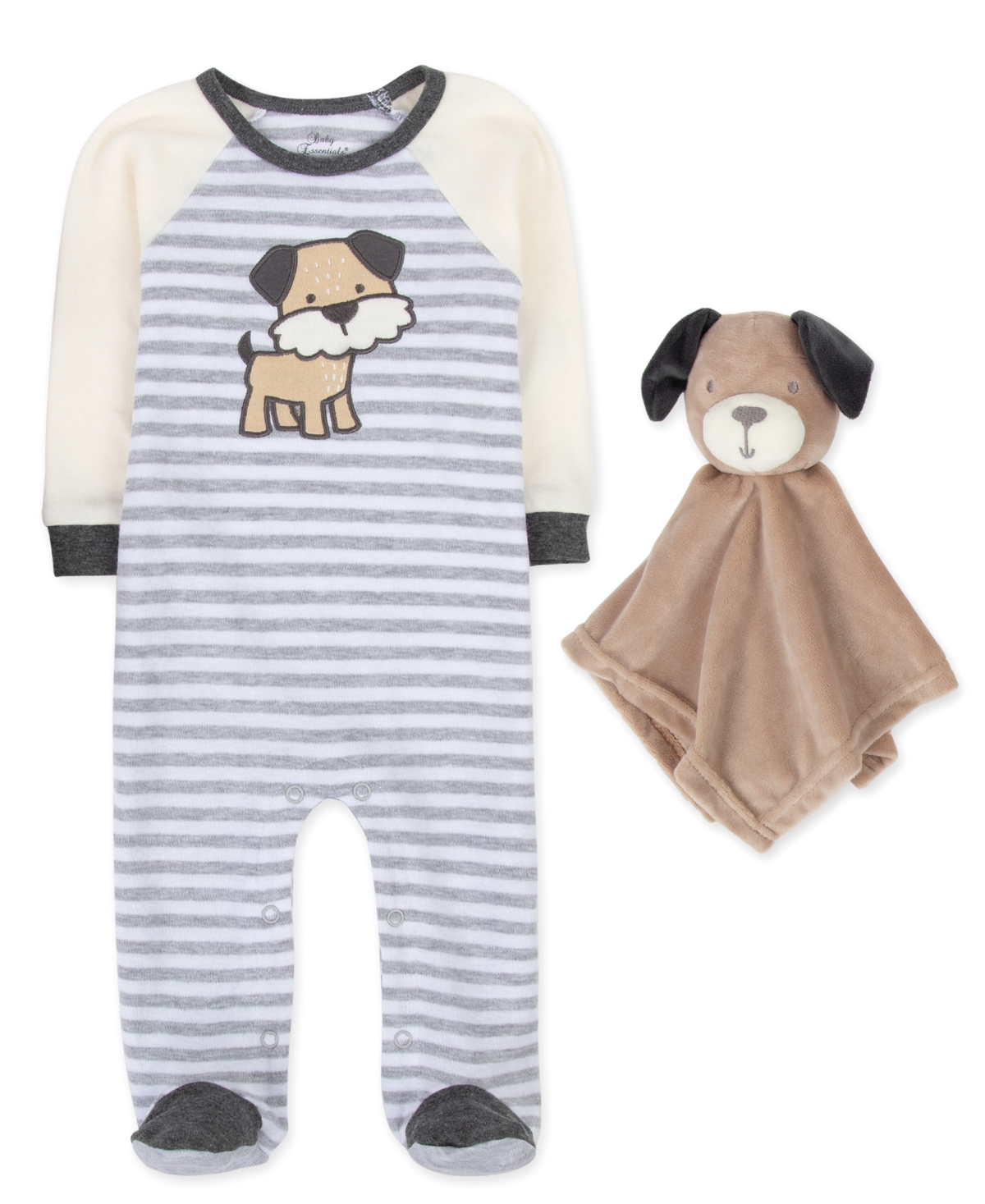 Baby Essentials Baby Boys Footed Coverall With Lovey Set In Gray