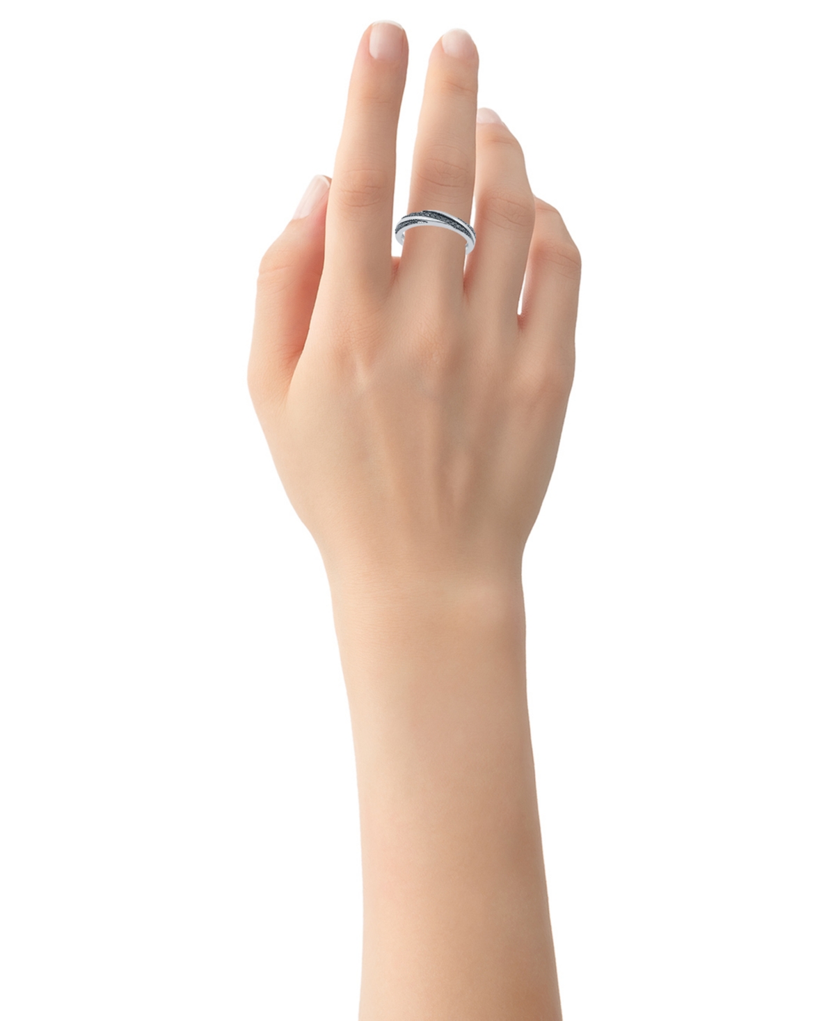 Shop Macy's Black Diamond Twist Look Ring (1/6 Ct. T.w.) In Sterling Silver
