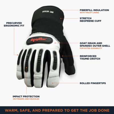 Men's Ergo Leather Work Gloves - Durable, Insulated, High-Dexterity Cold Weather Protection