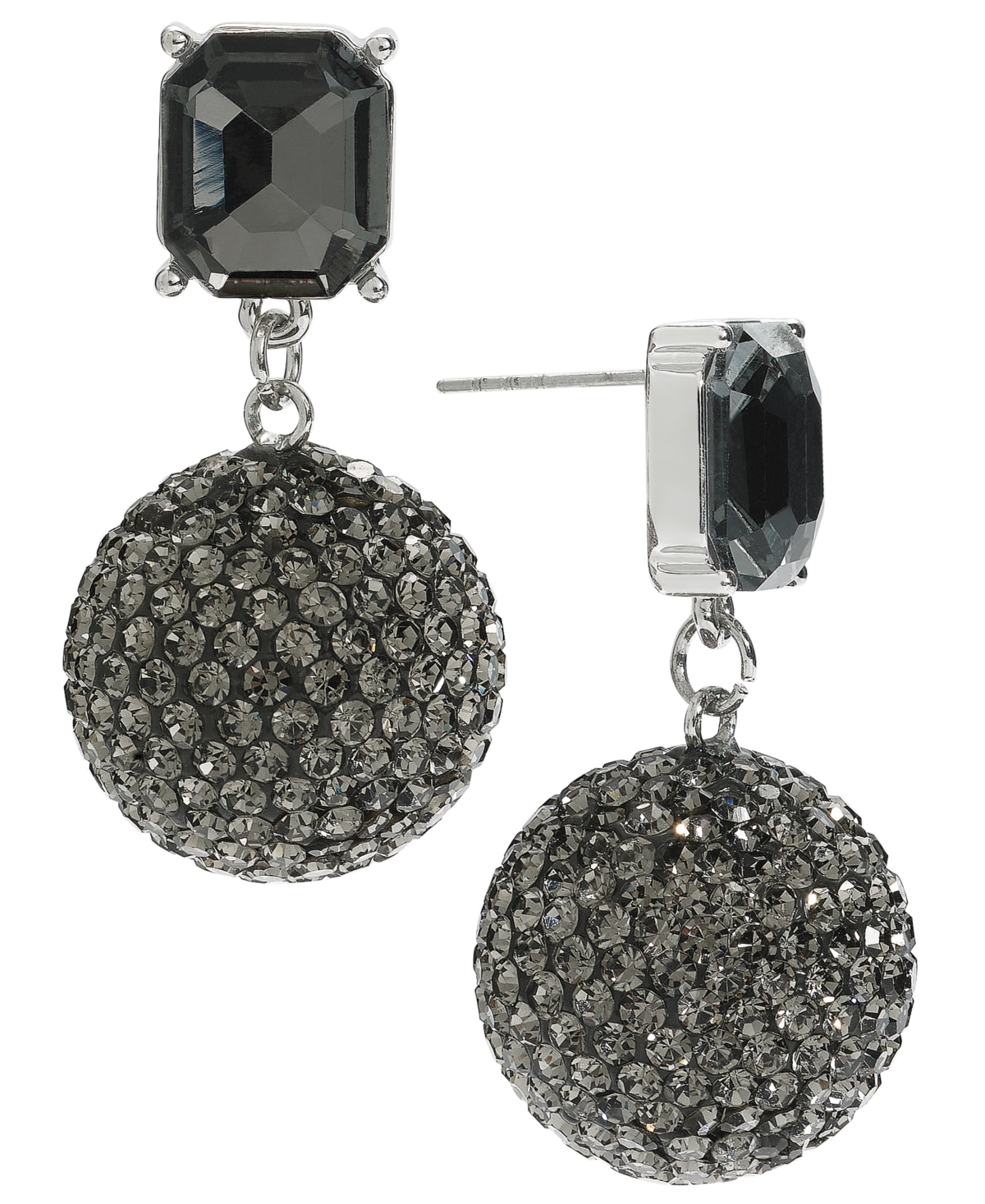 On 34th Pave Fireball Drop Earrings, Created For Macy's In Black