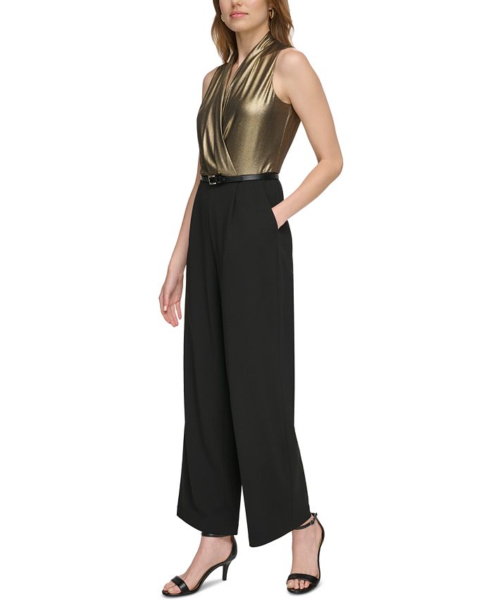 Tommy Hilfiger Petite Glitter Top Wide Leg Jumpsuit Macy s