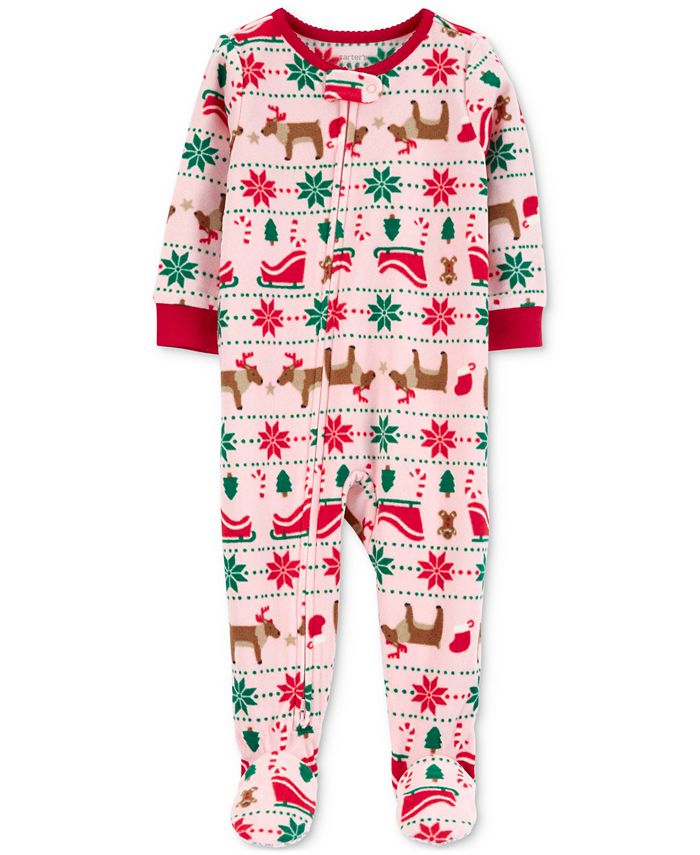 Carter's Toddler Girls OnePiece Holiday Fair Isle Fleece Footed Pajama